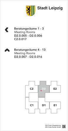GSI DESIGN | Signaletikkonzept Leipzig - Beispiel Wandwegweiser